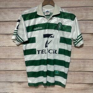 Adidas Sporting CP Jersey Telecel Sponsor Green White Mens M Vintage Soccer90s